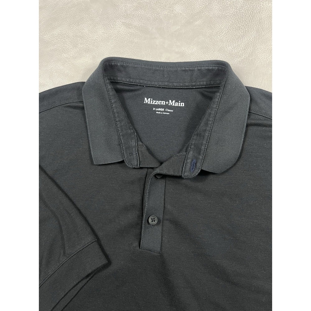 Mizzen + Main Classic Polo Shirt Size XL Black Short Sleeve Collared Button Up
